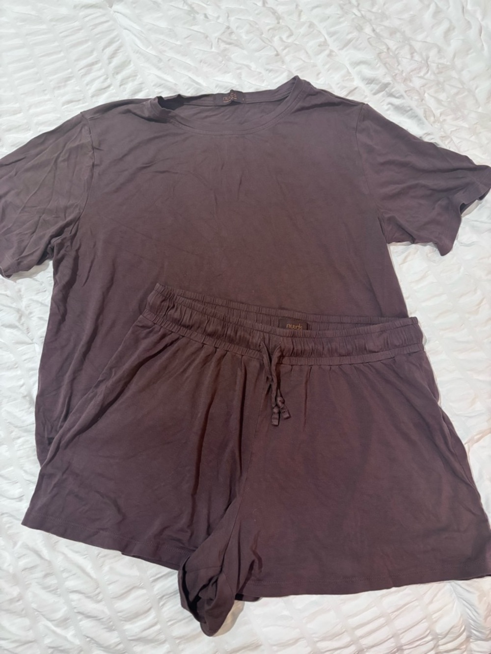 NUUDS Women’s Pajama Short Set in Coffee - Size Small Lounge - Picture 2 of 4
